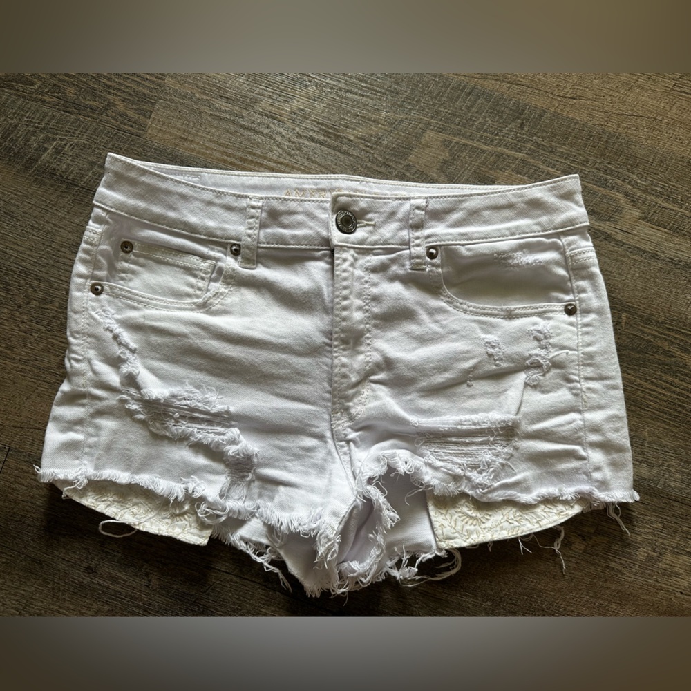 White jean shorts